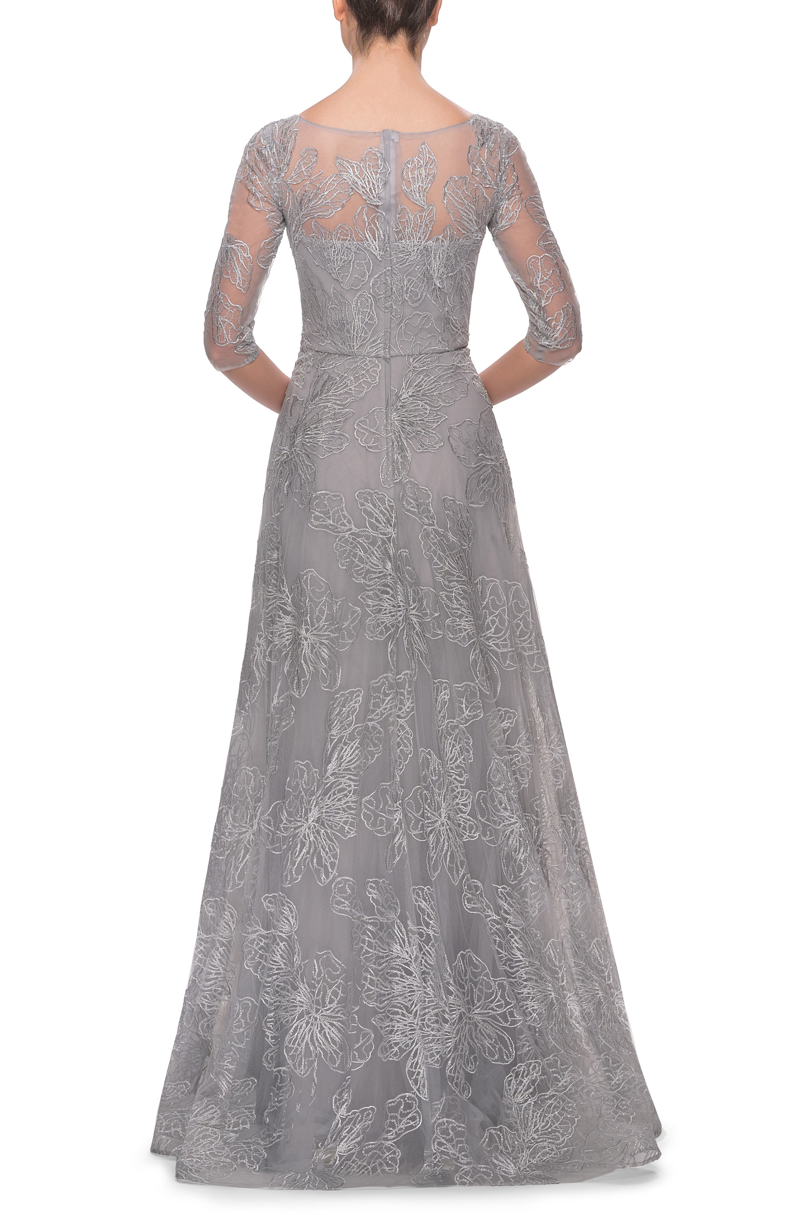 La Femme Sequin Embroidered A-Line Gown ...